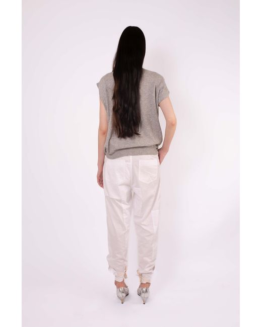 La Fetiche White Robert Cotton Patched Trousers