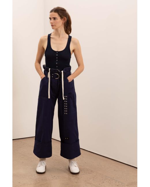 La Fetiche Blue Marcel Fine Weight Ribbed Tank Top