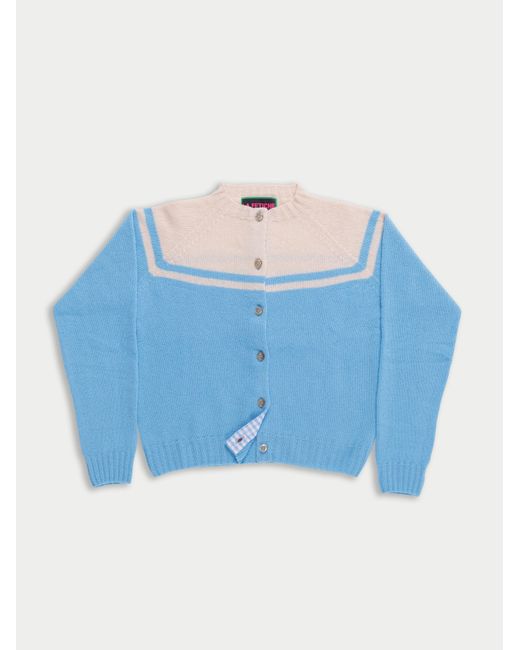 La Fetiche Blue Maar Crew Neck Cardigan