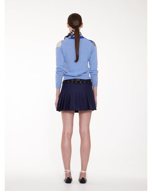 La Fetiche Blue Linda V-Neck Argyle Sweater