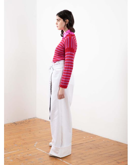La Fetiche Red Jacno Hand Knitted Striped Sweater