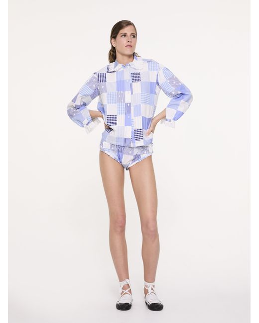 La Fetiche Blue Jane Patchwork Cotton Blouse