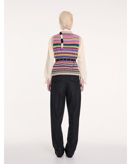 La Fetiche White Sarah Fairisle Sweater Vest