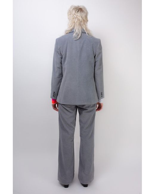 La Fetiche Blue Camille Tailored Corduroy Blazer Jacket