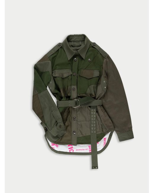 La Fetiche Green Claire Oversized Workwear Shirt Jacket