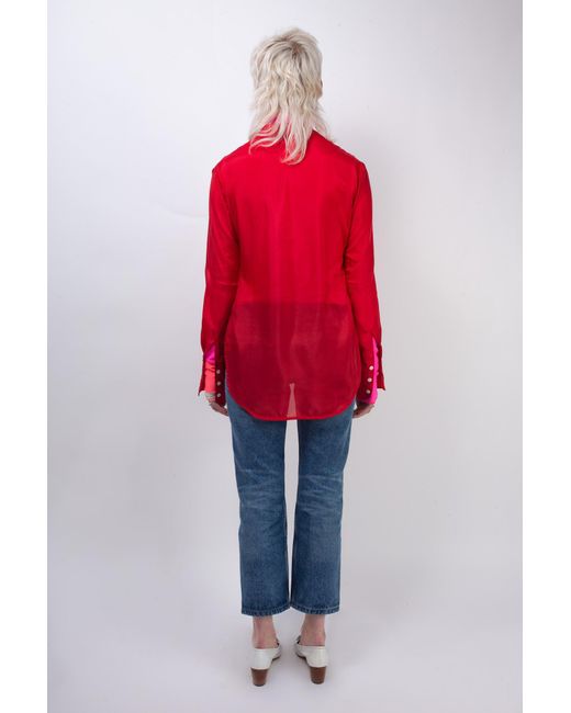 La Fetiche Red Tasha Lightweight Silk Shirt