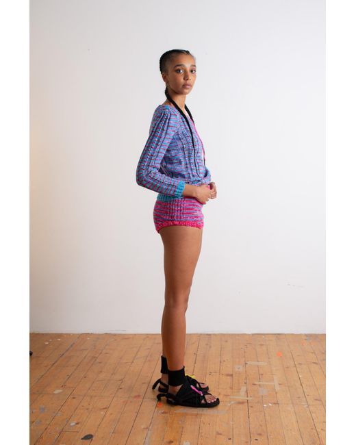 La Fetiche Pink Edie Handknitted Striped Pants