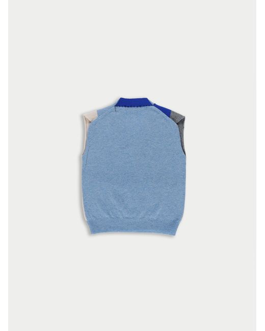 La Fetiche Blue Bryce V-Neck Argyle Sweater Vest