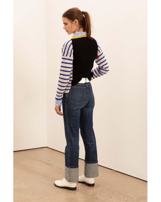 La Fetiche Blue Patti Hand-Knitted Striped Guernsey Sweater