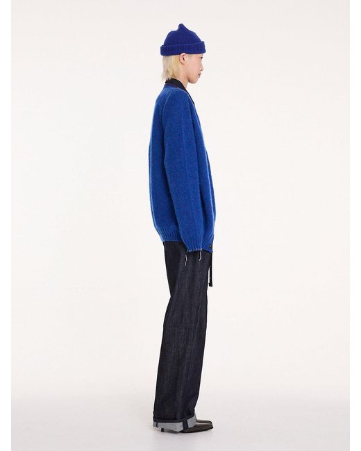 La Fetiche Blue Beaton Brushed V-Neck Cardigan