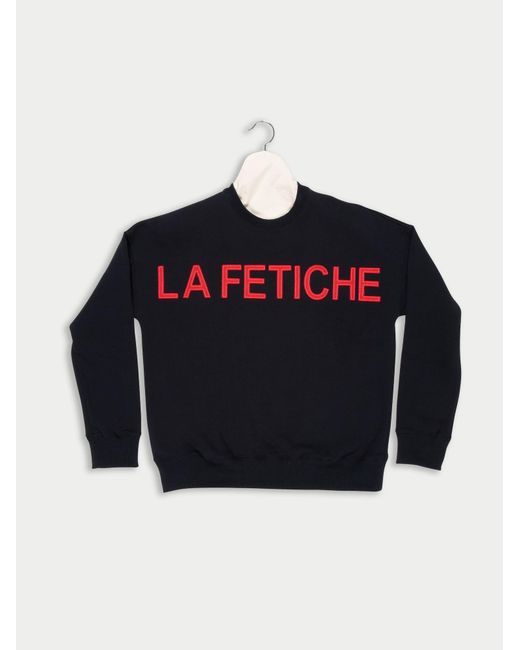 La Fetiche Blue Maripol Cotton Sweatshirt With Felt Logo Letters