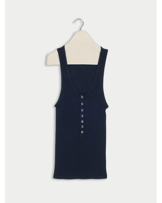 La Fetiche Blue Marcel Fine Weight Ribbed Tank Top