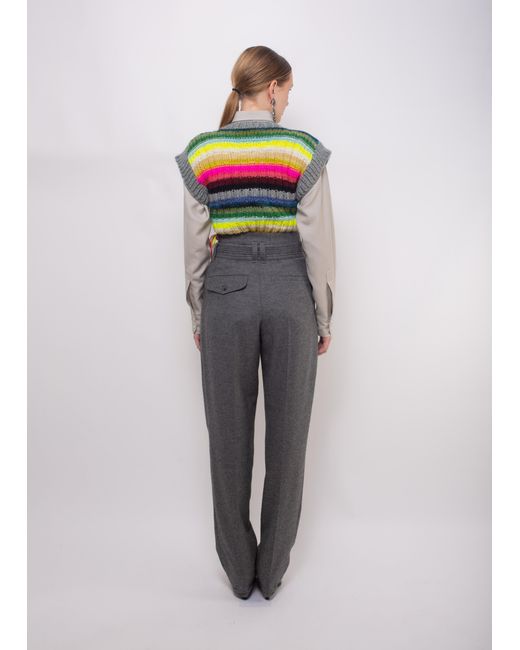 La Fetiche White Andre Hand Knitted V-Neck Sweater Vest