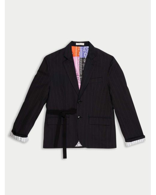 Women's Blue Annie Pinstriped Menswear Tailored Jacket