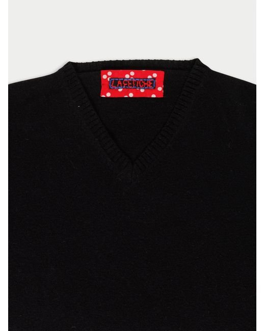 La Fetiche Blue Jean Michel V-Neck Cashmere Sweater