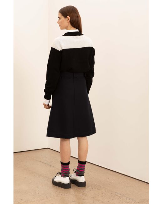 La Fetiche Blue Bonnie Raw-Cut Felt A-Line Skirt With D Ring Military Belt