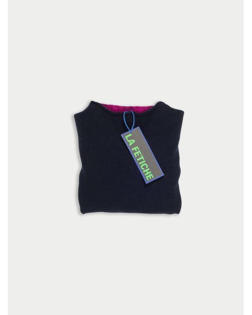 La Fetiche Blue Cocteau Hand Knitted Colour Blocked Guernsey Sweater With Traditional Guernsey Details