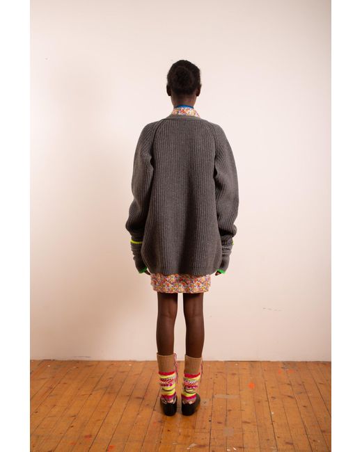 La Fetiche Gray Valerie Heavy Weight Knitted Cardigan
