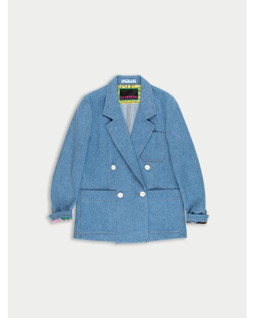 Women's Blue Camille Tailored Blazer Denim Jacket