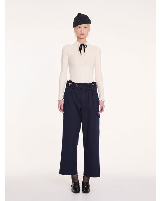 La Fetiche White Heath Ribbed Polo Top