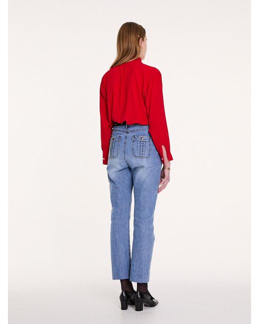 La Fetiche Red Nusch Neck Tie Blouse
