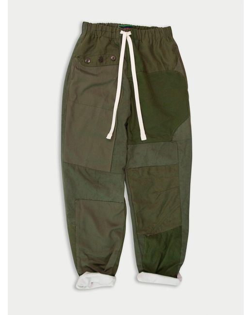 La Fetiche Green Walter Surplus Hand-Patched Cotton Jogging Pants