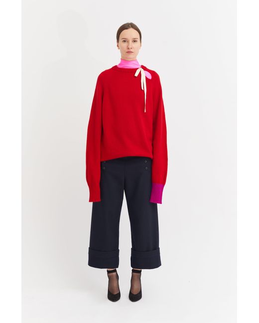 La Fetiche Red Ella Oversized Crew Neck Sweater