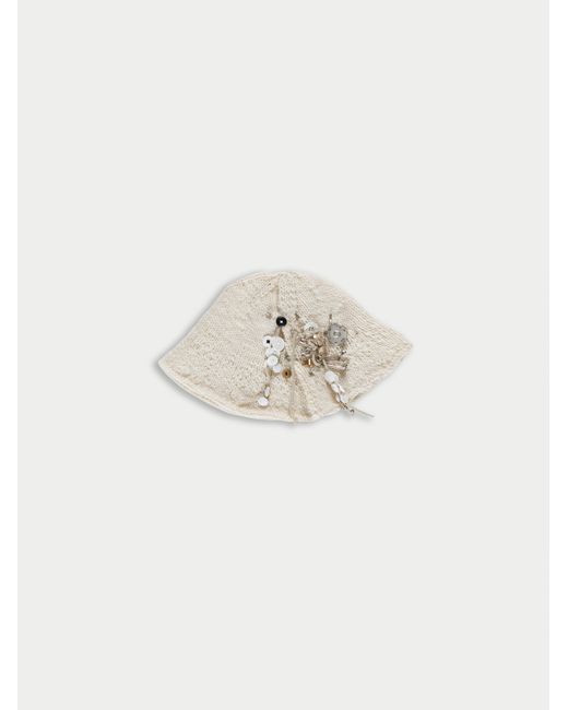 La Fetiche White Sam Embellished Bucket Hat