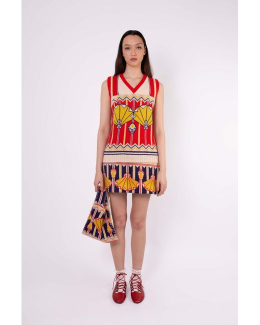 La Fetiche Red Elisabeth V-Neck Sweater Vest