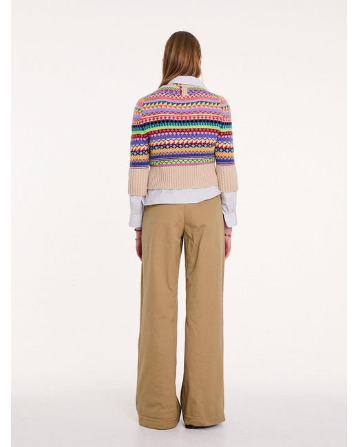La Fetiche Multicolor Jenny Fairisle 3/4 Sleeve Sweater