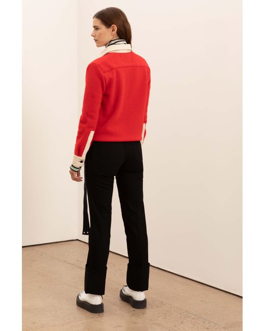 La Fetiche Red Arthur Shrunken Rugby Shirt Made With Felted Lambswool And Cotton Canvas Collar And Cuffs