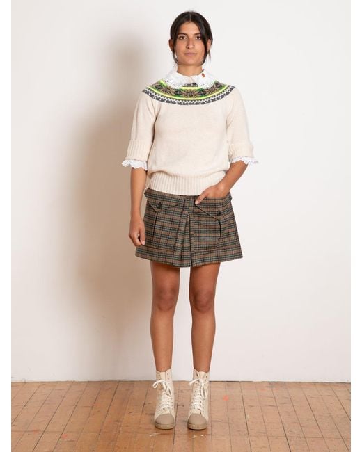 La Fetiche Natural Brigitte Tweed Mini Skirt