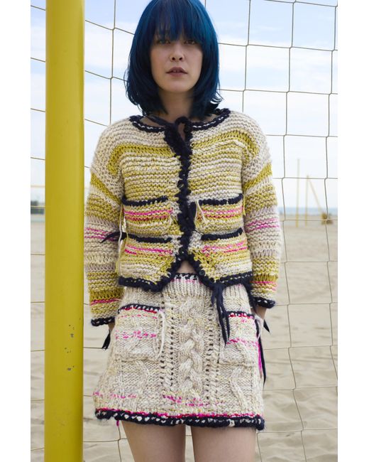 La Fetiche White Fleur Hand Knit Jacket