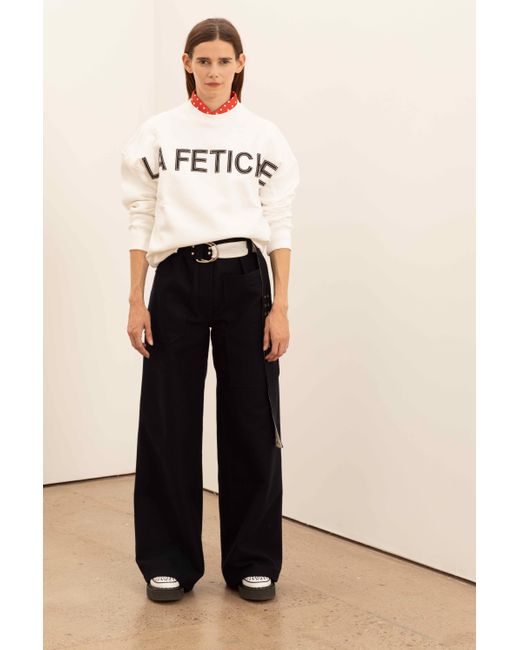 La Fetiche Blue Maripol Cotton Sweatshirt With Felt Logo Letters