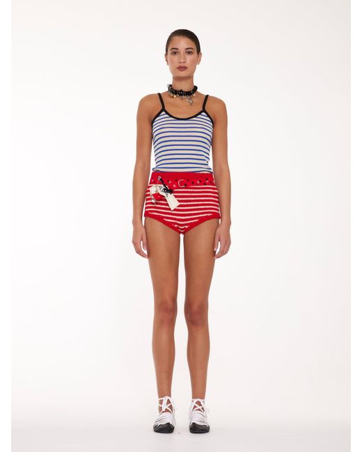 La Fetiche Red Edie Striped Pants