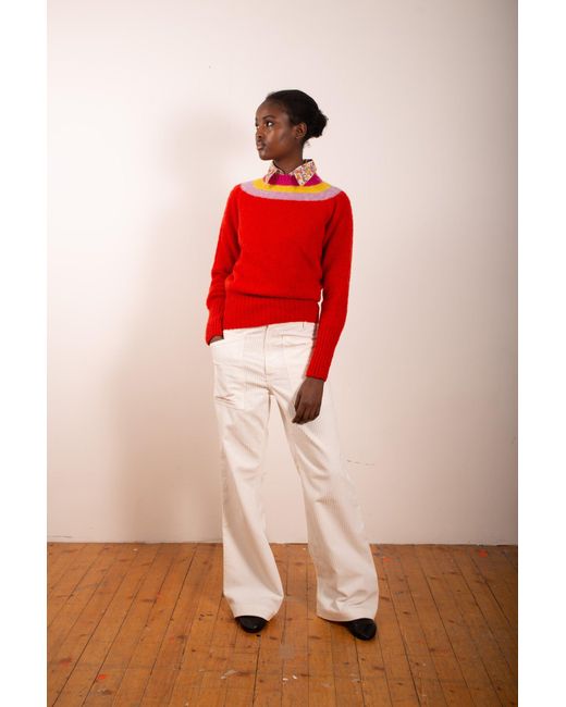 La Fetiche Red Sophie Brushed Crew Neck Sweater