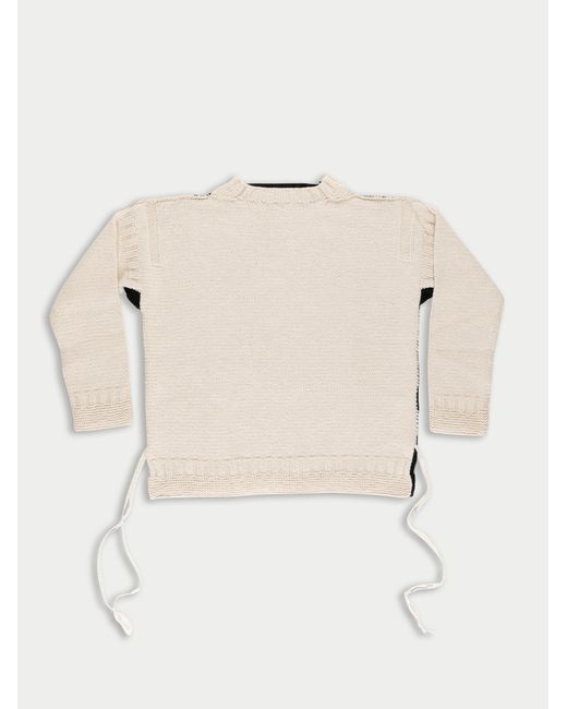 La Fetiche Natural Lucy Hand Knitted Oversized Guernsey Sweater With Traditional Guernsey And Graphic Details