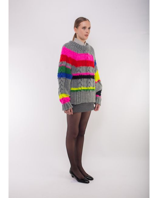 La Fetiche Multicolor Hand Knitted Striped Sweater