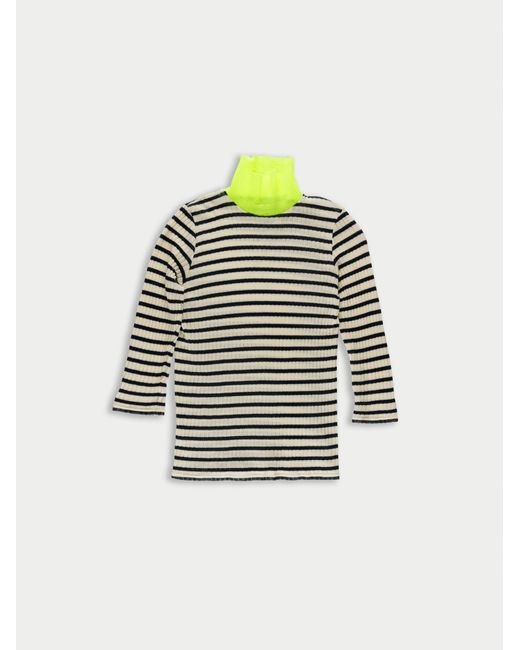 La Fetiche White Jacqueline Striped Ribbed Top