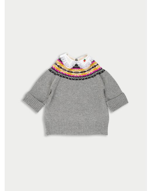 La Fetiche Gray Twigs Fairisle Sweater