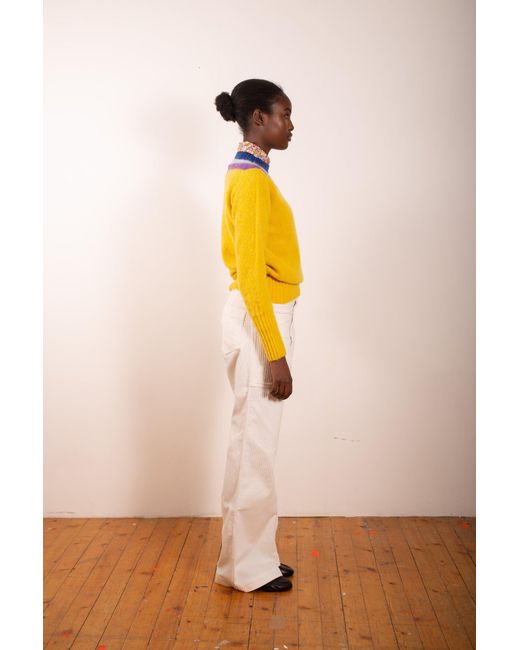 La Fetiche Yellow Sophie Brushed Crew Neck Sweater