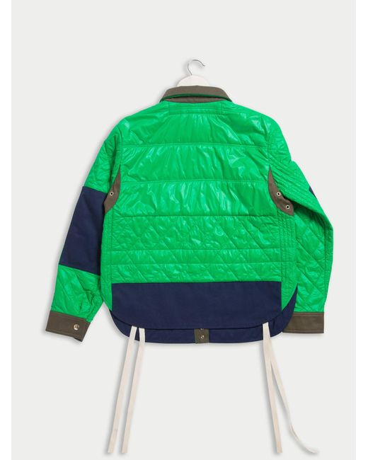 La Fetiche Green Bill Lightweight Nylon/Cotton Padded Jacket With Workwear Patches