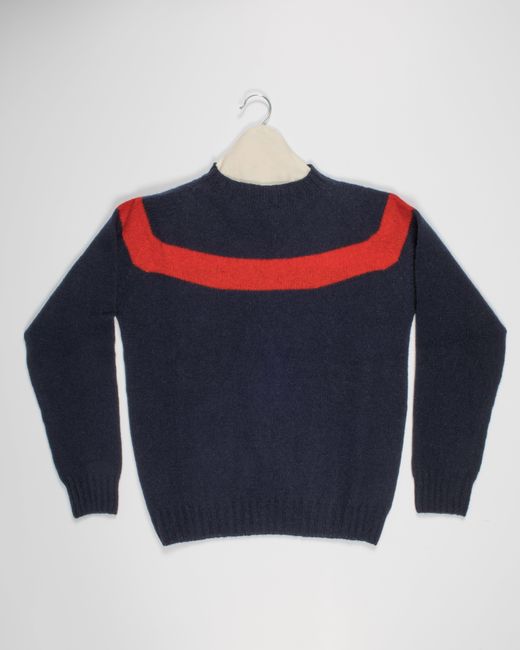 La Fetiche Blue Ossie Traditional Seam Free Sweater With Placed Graphic Yoke Design