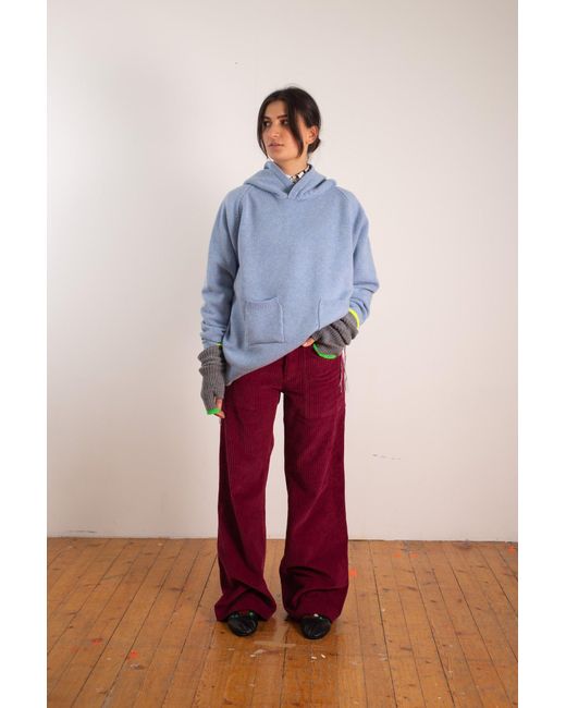 La Fetiche Blue Lacey Knitted Oversized Hoody