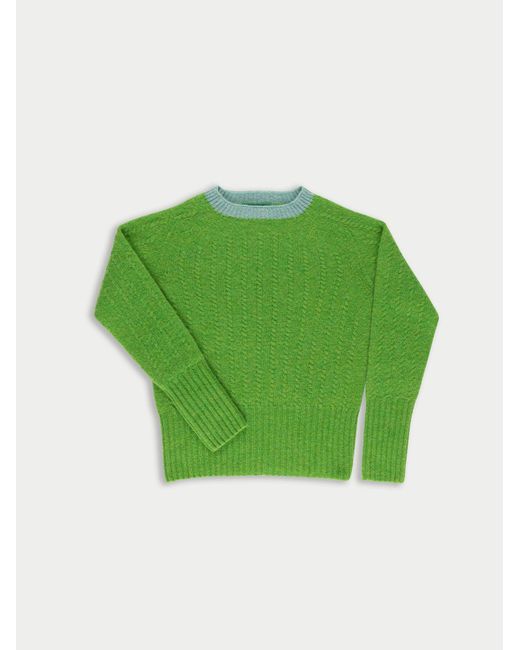 La Fetiche Green Pierre Cable Knit Shetland Sweater