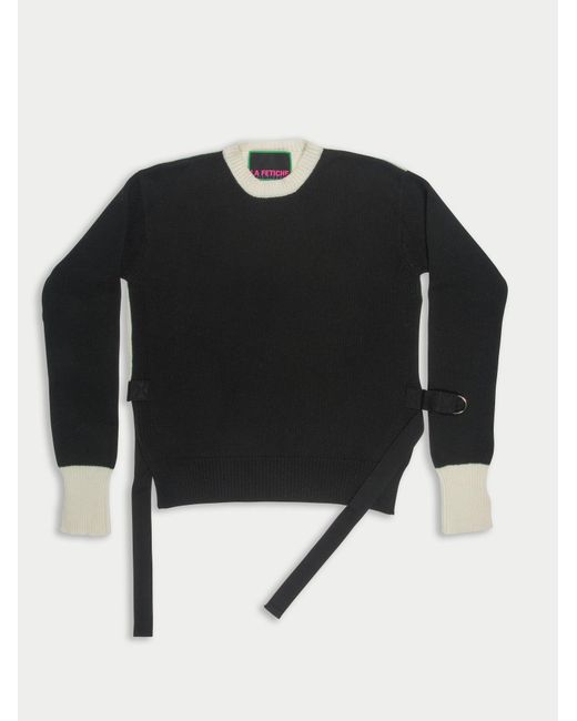 La Fetiche Black Coco Hand Framed And Hand Finished Sweater With Graphic Styling Open