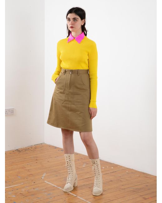 La Fetiche Yellow Albini Fitted Ribbed Sweater