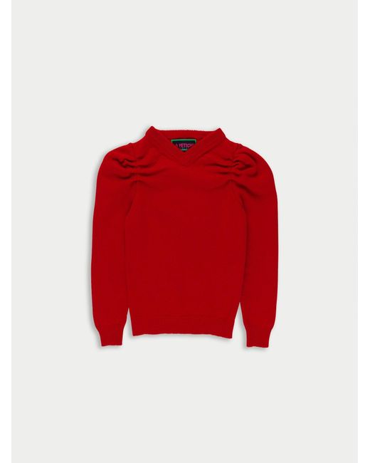 La Fetiche Red Victoria V-Neck Sweater