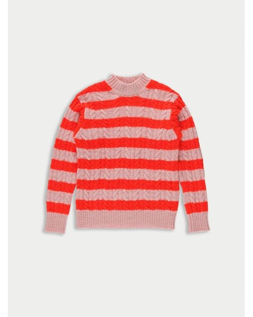 La Fetiche Red Kurt Striped Cable Sweater