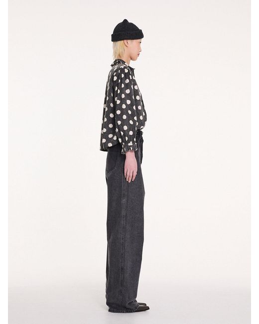 La Fetiche Black Jane Spot Printed Cotton Blouse